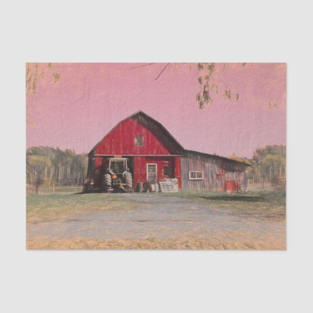 Old Vintage Antique Rustic Red Barn Tissue Paper (Front)