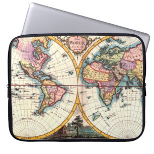 Old Vintage Antique world map illustration drawing Laptop Sleeve
