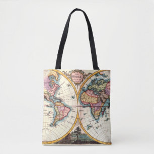 Old Vintage Antique world map illustration drawing Tote Bag