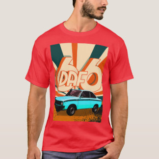 Old Vintage blue 1972 Daf 66 marathon racing Car v T-Shirt