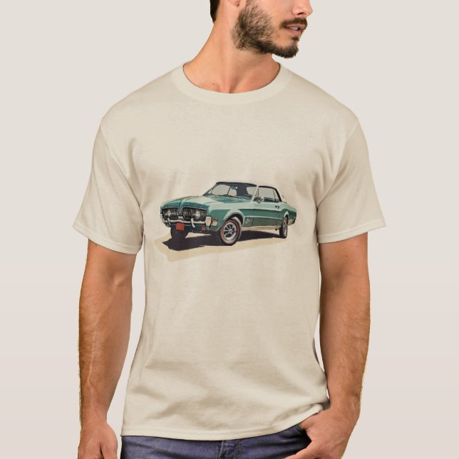 Old Vintage Blue Car T-Shirt (Front)