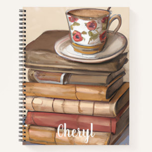 Old Vintage Books and a Cup of Coffee Personalized