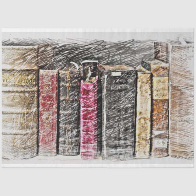 Old Vintage Books Decoupage Tissue Paper (Front)