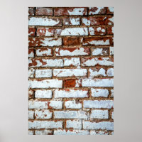 Old vintage brick wall with sprinkled white plaste