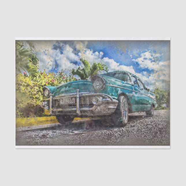 Old Vintage Classic Car Decoupage Tissue Paper (Front)