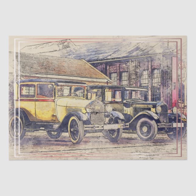 Old Vintage Classic Car Decoupage Tissue Paper (Front)