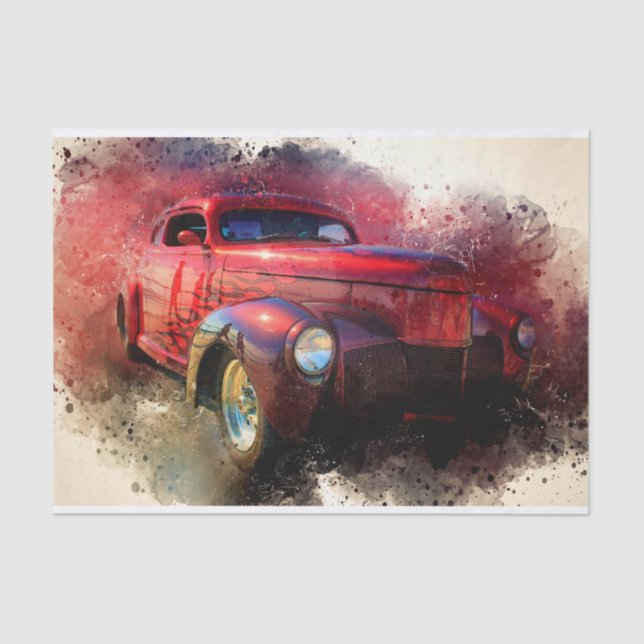 Old Vintage Classic Car Decoupage Tissue Paper (Front)