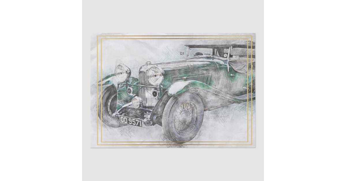 Old Vintage Classic Car Decoupage Tissue Paper | Zazzle