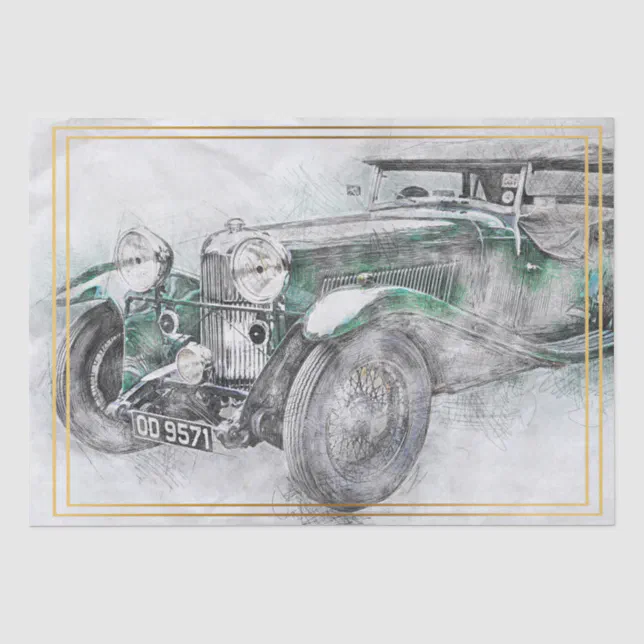 Old Vintage Classic Car Decoupage Tissue Paper | Zazzle