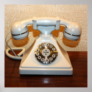 Old Vintage Dial-up White Phone Poster