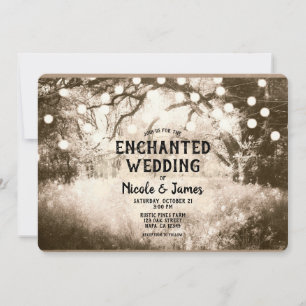 Old Vintage Enchanted Forest Lights Wedding  Invitation
