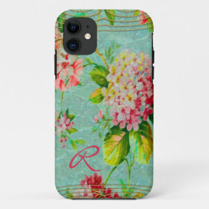 Old Vintage Floral Delight Monogram iPhone 11 Case
