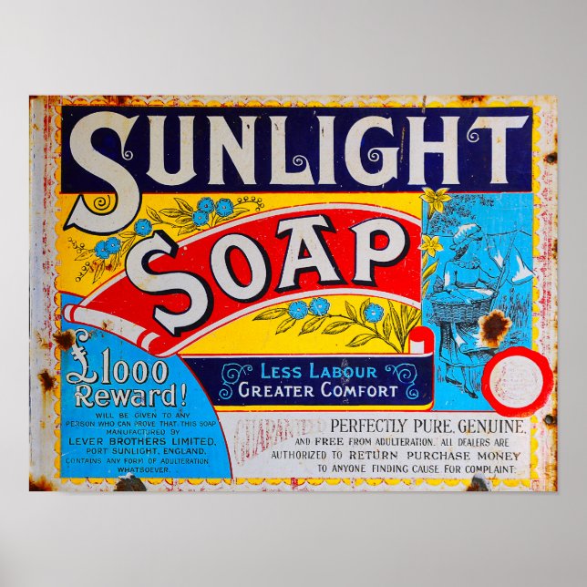 Old Vintage Grunge Sunlight Soap Sign (Front)