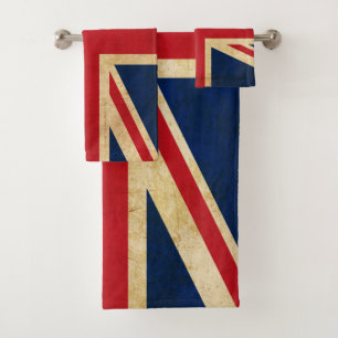 Old Vintage Grunge United Kingdom Flag Union Jack Bath Towel Set