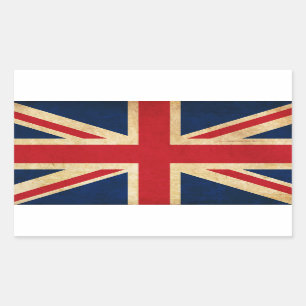 Old Vintage Grunge United Kingdom Flag Union Jack Rectangular Sticker