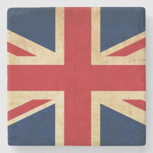 Old Vintage Grunge United Kingdom Flag Union Jack Stone Coaster