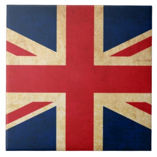 Old Vintage Grunge United Kingdom Flag Union Jack Tile