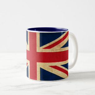 Old Vintage Grunge United Kingdom Flag Union Jack Two-Tone Coffee Mug