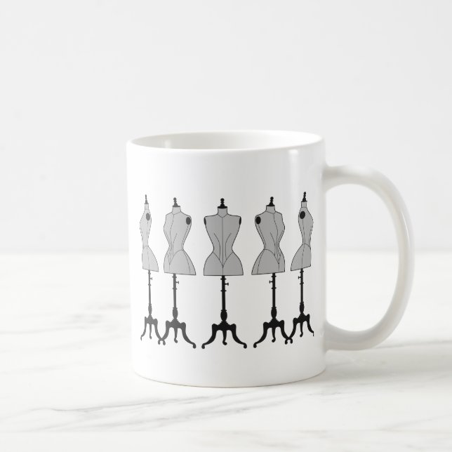 Old vintage mannequins, fashion illustration coffee mug (Right)