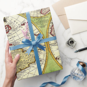 old Vintage map party fun wrapping paper