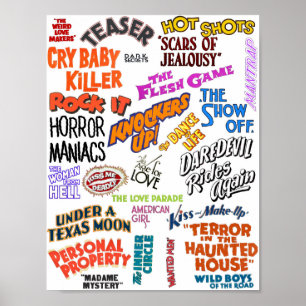 Old Vintage Movie Quotes phrases Text Words  Poster