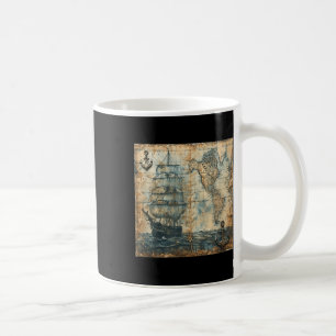 Old Vintage Nautical Map Pirate Ship Sailboat Sea Coffee Mug