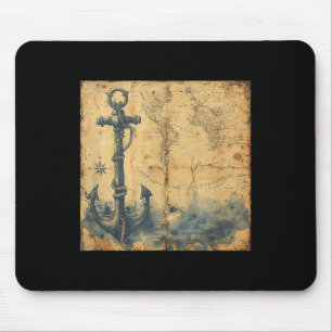 Old Vintage Nautical Pirate Sailboat Anchor Sea Oc Mouse Mat