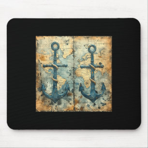 Old Vintage Nautical Pirate Sailboat Anchor Sea Oc Mouse Mat