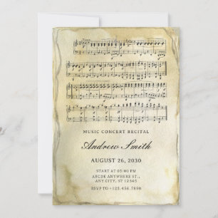 Old vintage paper musical notes  invitation