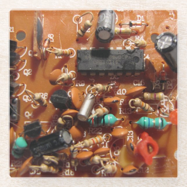 Old Vintage PC Board Glass Coaster (Front)