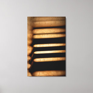 Old vintage piano keys and sheet music canvas print