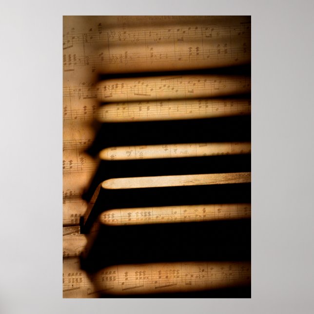 Old vintage piano keys and sheet music poster (Front)