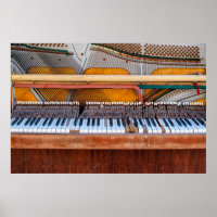Old vintage piano with the lid off. A dilapidated