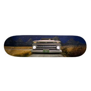 Old Vintage Rat Rod Pickup Truck Zombie Driver Skateboard