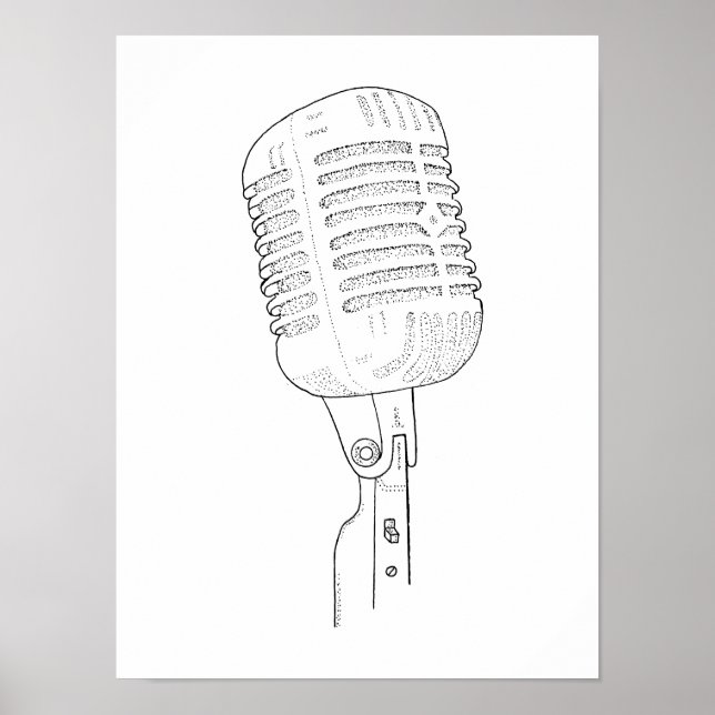 Old Vintage Retro Microphone Poster (Front)