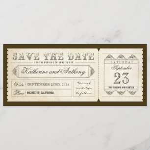 old vintage save the date ticket