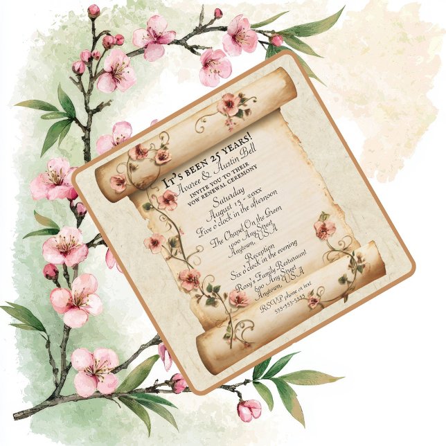 Old Vintage Scroll 25 Years Vow Renewal Invitation (Creator Uploaded)