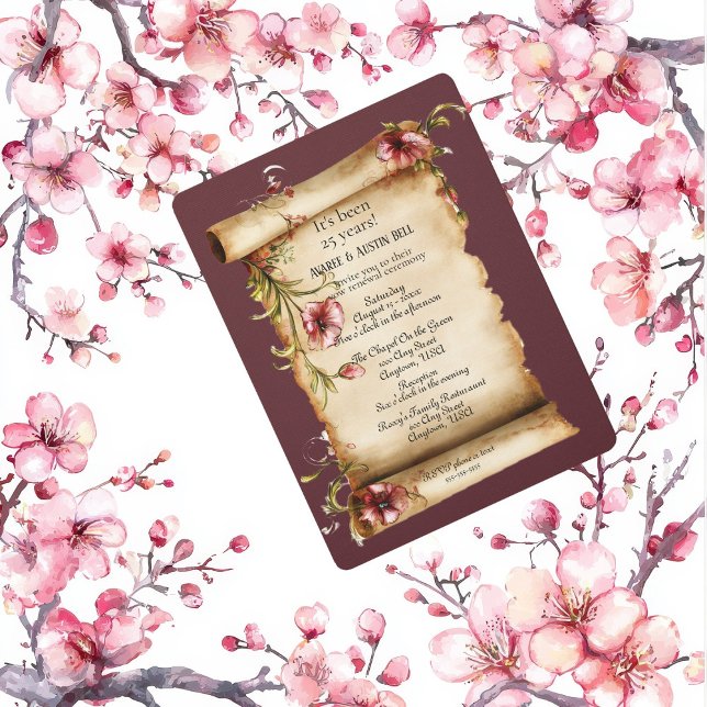 Old Vintage Scroll 25 Years Vow Renewal Invitation (Creator Uploaded)