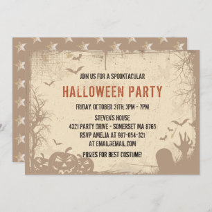 Old & Vintage Spooky Pumpkin Halloween Party Invitation