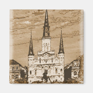 Old Vintage St Louis Cathedral French Quarter New Magnet