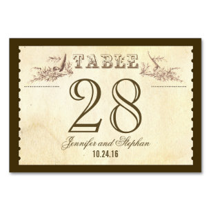 Old vintage style Table Number Card Place cards