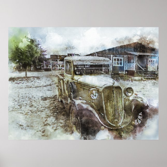 Old Vintage Town Truck Poster (Front)