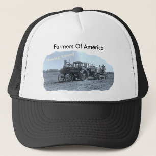 Old Vintage Tractor Ploughing Trucker Hat