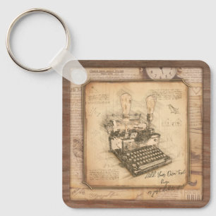 Old Vintage Typewriter. Author / Writer Gift Key Ring