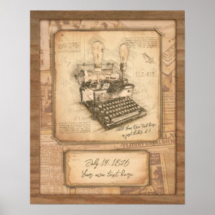 Old Vintage Typewriter. Author / Writer Gift Poster