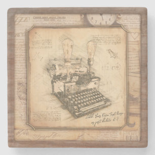 Old Vintage Typewriter. Author / Writer Gift Stone Coaster