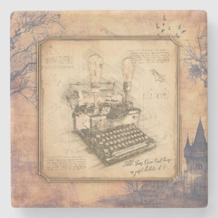 Old Vintage Typewriter. Author / Writer Gift Stone Coaster
