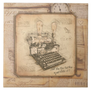 Old Vintage Typewriter. Author / Writer Gift Tile