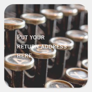 Old Vintage Typewriter Keys Return Address Sticker