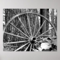 Old Vintage Wagon Wheel Black And White